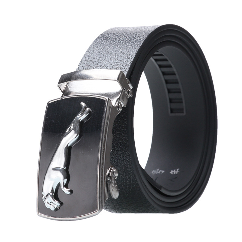 HK001 New Adjustable Casual Automatic Buckle Belt Fashion Business Men Black Leather Belts