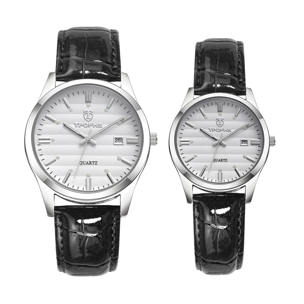 PD654-J Couple Watches Waterproof Fashion Lovers Luminous Watches Casual Leather Wrist Watch With Calendar