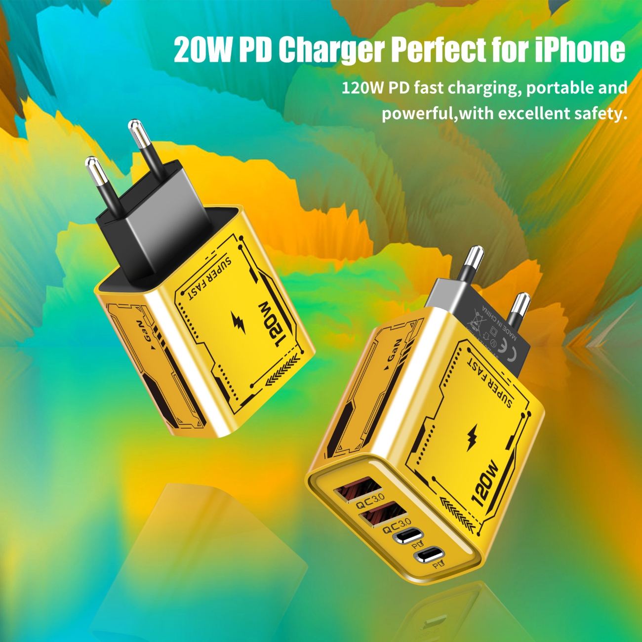 120W Dual PD + Dual USB Charger