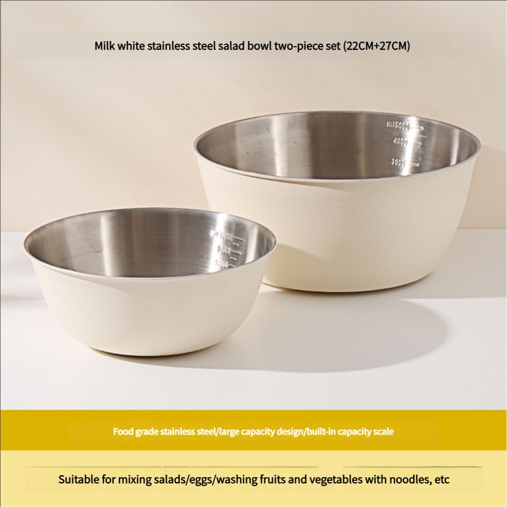 Stainless steel salad bowl household cold dish cooking bowl and dough kneading egg bowl fruit salad bowl