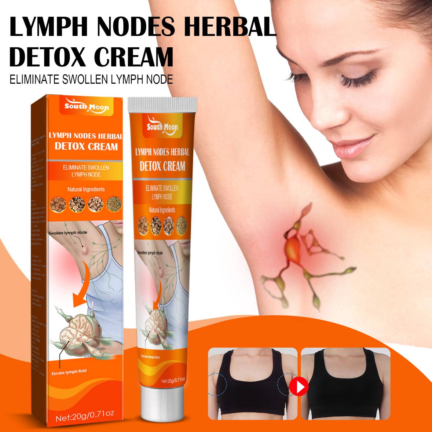 Lymph Detoxification Cream, Lymphatic Detox Ointment, Slimming Armpit Slimming Cream, Ymphatic Cream Underarm and Neck Lymphatic Care Cream, Eliminate Lymphatic Enlargement
