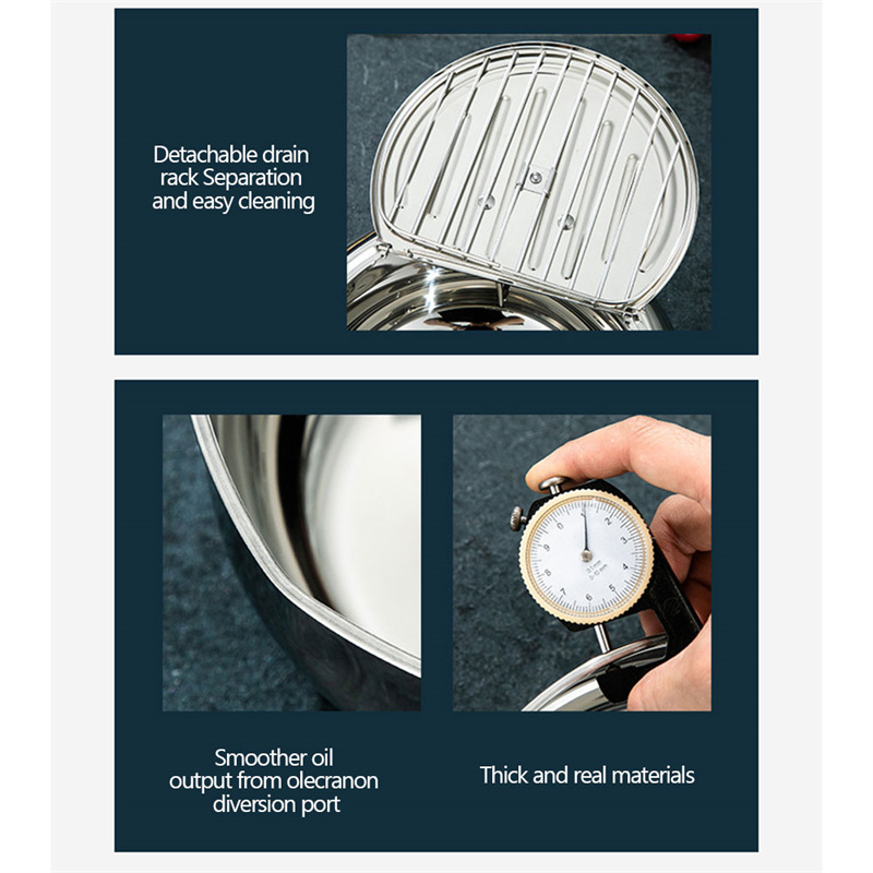 Ultron Japanese Deep Fryer With Thermometer and Lid 304 Stainless Steel Kitchen Tempura Fryer Pan Fryer Without Oil Frying Pan Fryer