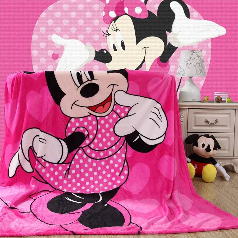 kt45454 Disney Cartoon Pink Minnie Mickey Mouse Soft Flannel Blanket Throw for Girls Children on Bed Sofa Couch Kids Gift