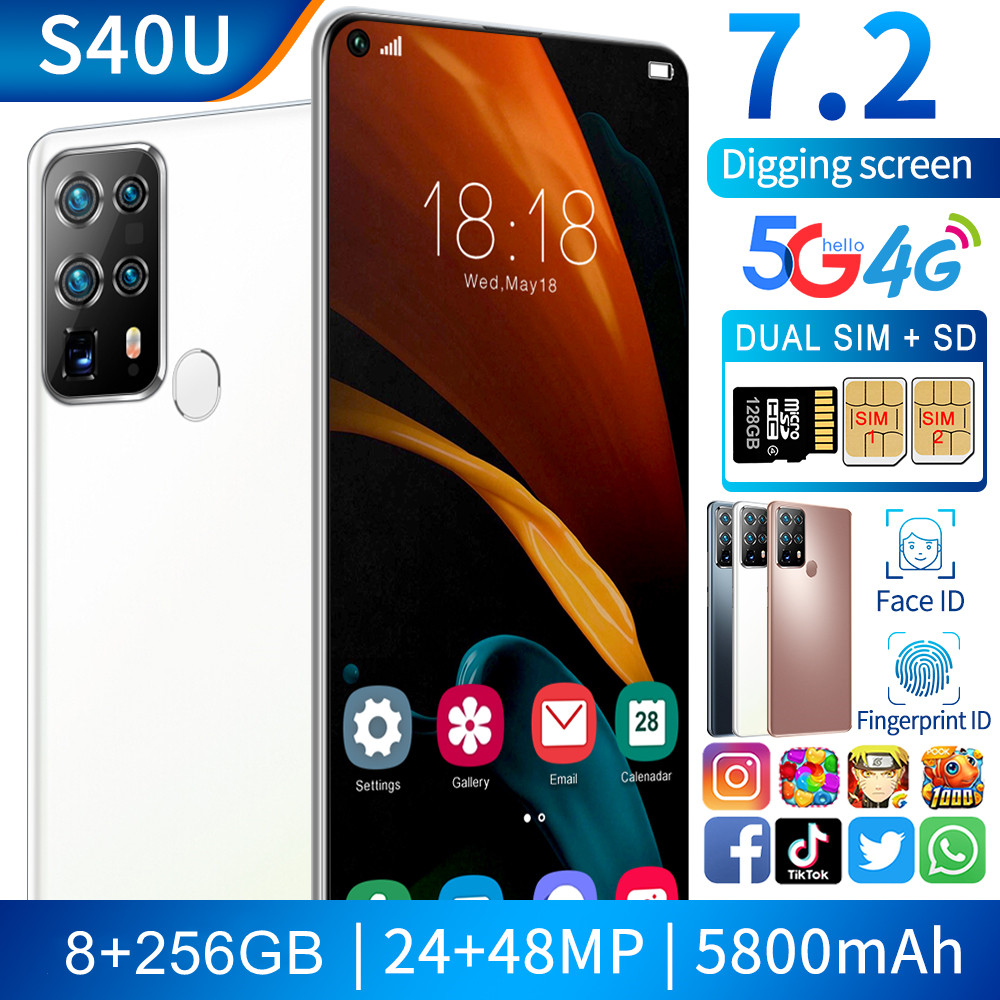 S40U Smartphone 7.2Inch Full screen 12GB RAM+512GB ROM Dual Sim Dual Standby Face Recognition Mobile Phone