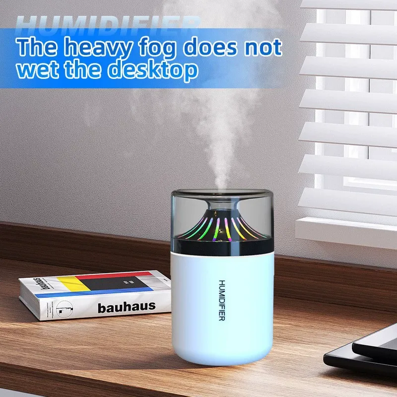 Portable Mini Colorful Humidifier with 7-Color Ambient Light, Large Mist Output, Quiet Operation for Home Bedroom Desktop Travel Use, USB Powered Compact Water Replenishing Diffuser for Car, Office and Personal Space, Long-Lasting Moisturizing Air Humidifier
