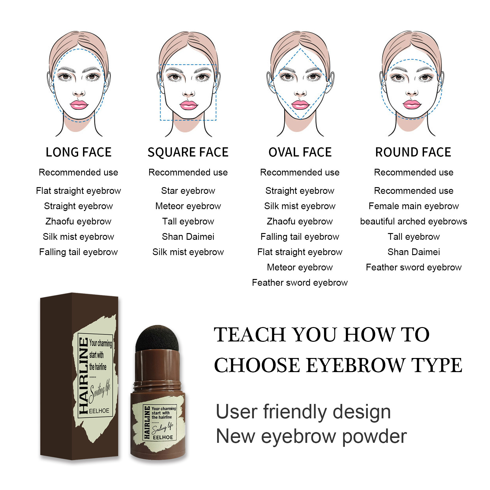  EyeBrow Stamp Shaping Kit Eyebrow Stencils Waterproof Long Stick Shape Stamp Brow Lasting Natural Contouring Makeup Kit 
