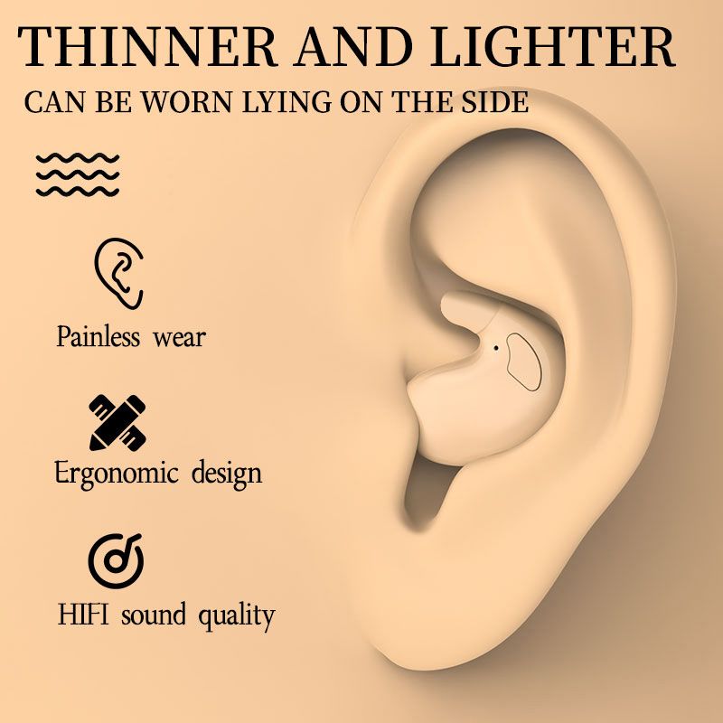 Sleep Invisible Earbuds Tiny Mini Headphones Hidden Noise Cancelling TWS Wireless Headsets Sports Stereo Bluetooth 5.3 Earphone