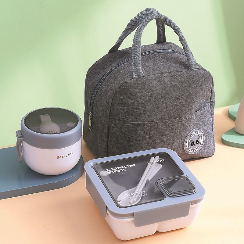 Handheld Compartmentalized Lunch Box Microwave Heat Student Lunch Box Office Worker Simple Light Food Lunch Box Kitchen Dining Storage Travel To-Go Food Containers