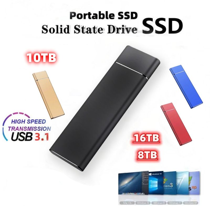 Mobile hard drive Large capacity Ultra thin and portable Solid state external hard drive for mobile phones and computers CRRSHOP digital phone parts memory card 8TB 10TB 16TB SSD 