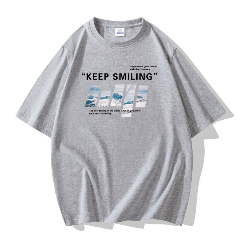 Shirts Large Size Pure Cotton Easy to Wash Soft Crew Neck Street Printing T-Shirt for Men