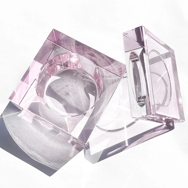 1Pcs Square Thick Glass Crystal Dappen Dish Cup With Metal Lid Nail Art Tools for Monomer Acrylic Liquid Powder Holder