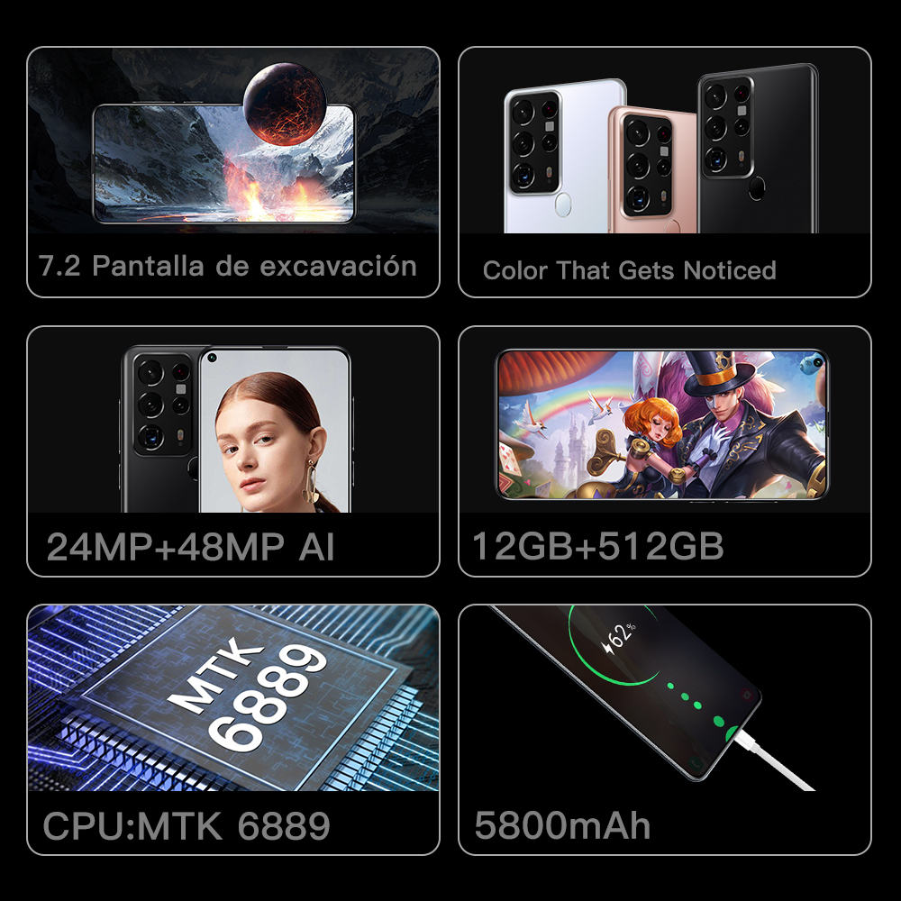 S25Ultra 5G Smartphone 7.2Inch Full screen 12GB RAM+512GB ROM Dual Sim Dual Standby Face Recognition Mobile Phone