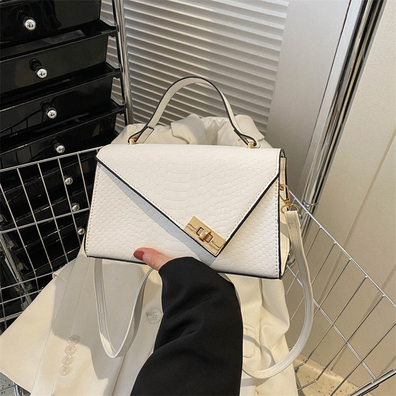 JL8308 New Retro Texture Girl Crocodile Pattern Handbag Simple Fashion Lock Single Shoulder Messenger Bag Female