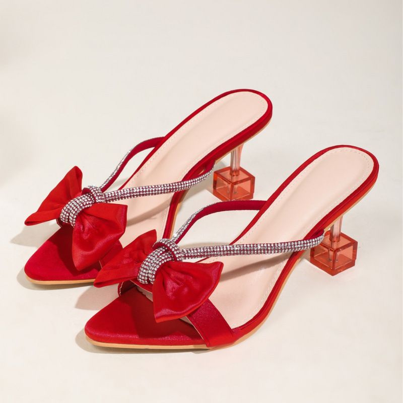 Elegant Women Pointed Toe High Heel Sandals, Exquisite Bow Decoration Design, Slim Stiletto Thin Heels, Premium Texture Fashion Footwear, Versatile Casual Party Dating Ladies Dress Shoes