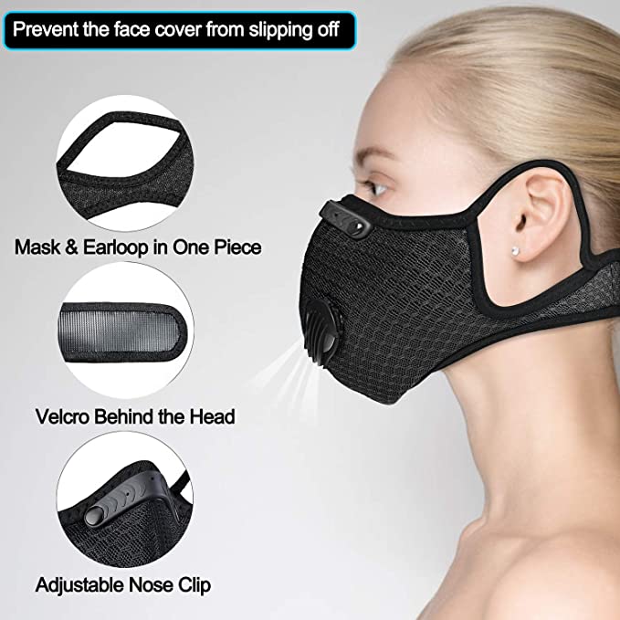 【Linhuui】Breathable Face Mask with Valves Ventilated Sports Elevation Masks for Men Women Workout Exercise Training Gym, Black