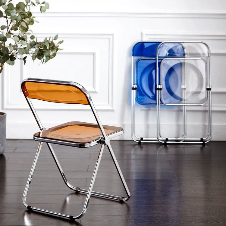 Home transparent folding chair fashionable acrylic crystal chair portable makeup chair ins style internet celebrity photo chair clothing store restaurant chair