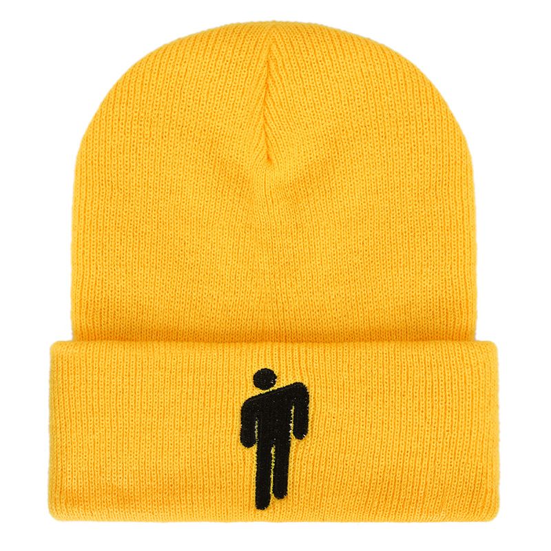 New Creative Autumn and Winter Billie Eilish Knitted Hat Pullover hip-hop Hat Woolen HatYellow