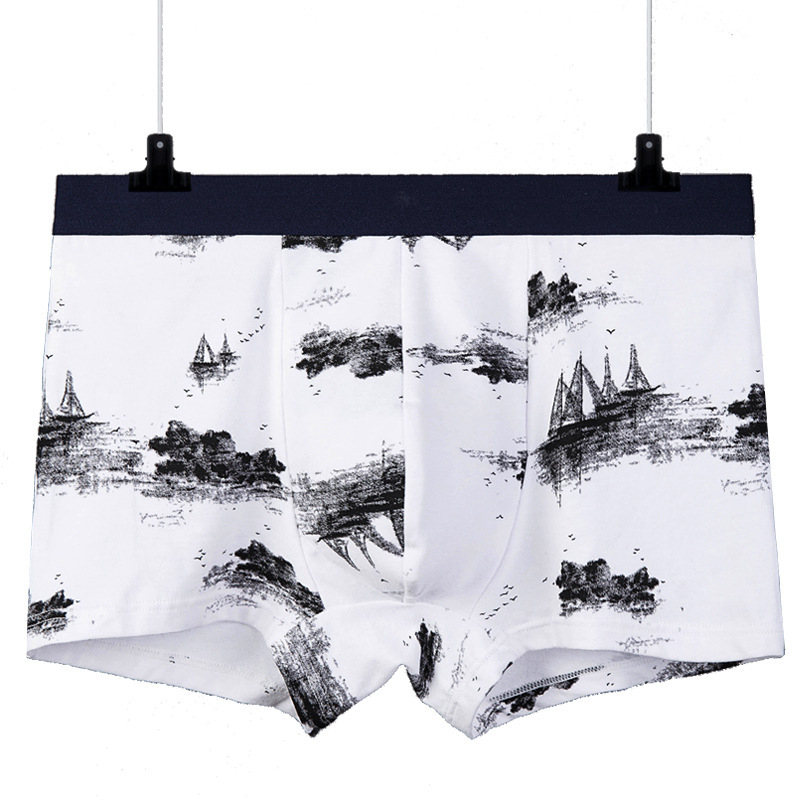 21419 men's print underwear boys' short cotton breathable panties antibacterial shorts 4cps set