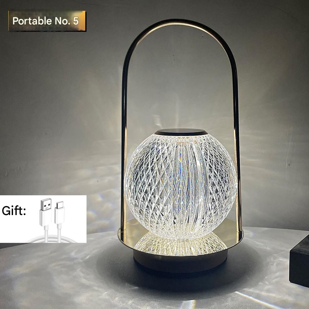 Creative portable metal table lamp outdoor USB charging atmosphere table lamp simple LED bedroom bedside night light