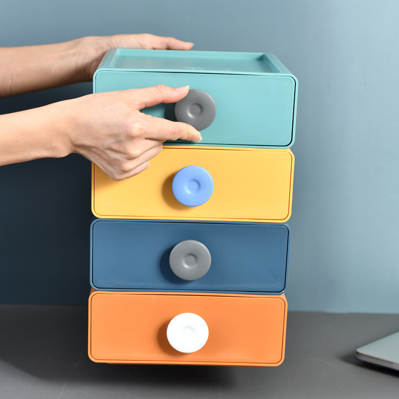 C2393 21x20x8cm 1pcs Desktop Organizer Drawer Makeup Storage Box Stackable Jewelry Container Mask Office Storage Medicine Case Box