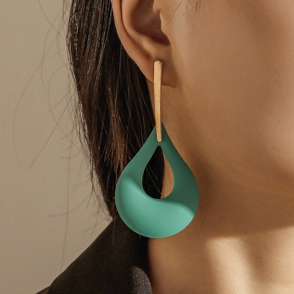 C1426 women's exaggerated big earrings, metallic paint water drop hollow earrings, geometric earrings