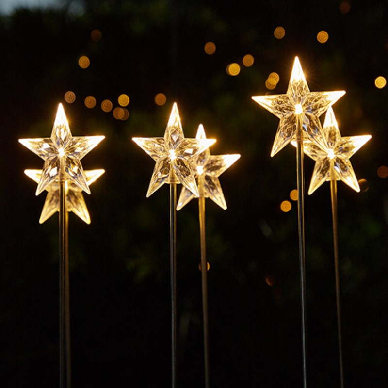 AUNONT  LED Solar Five-Pointed Star Ground Lamp Outdoor Garden Decorative Lamp Star Lawn Lamp