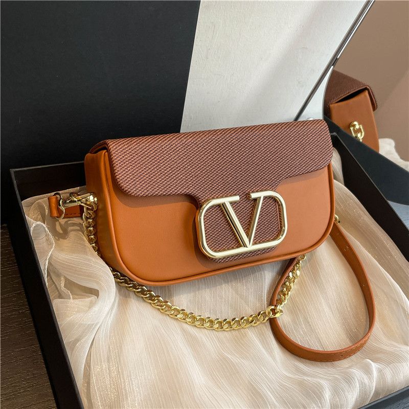 Box bag women's bag 2024 new fashion chain bag color splicing single shoulder oblique span small square bag DL0168GOH