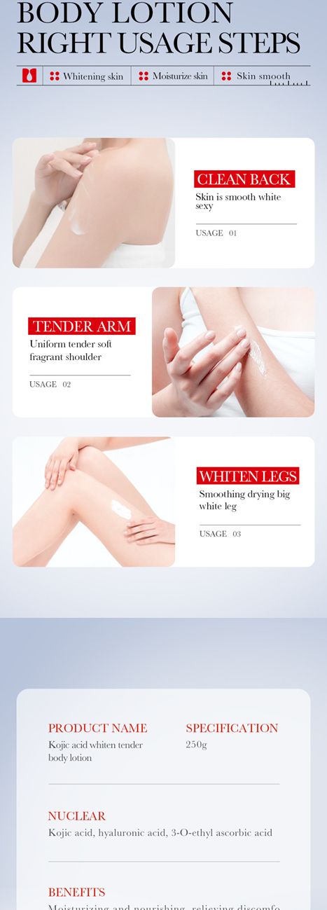 SADOER Kojic acid whitening and tender body lotion hydrating moisturizing whitening body lotion