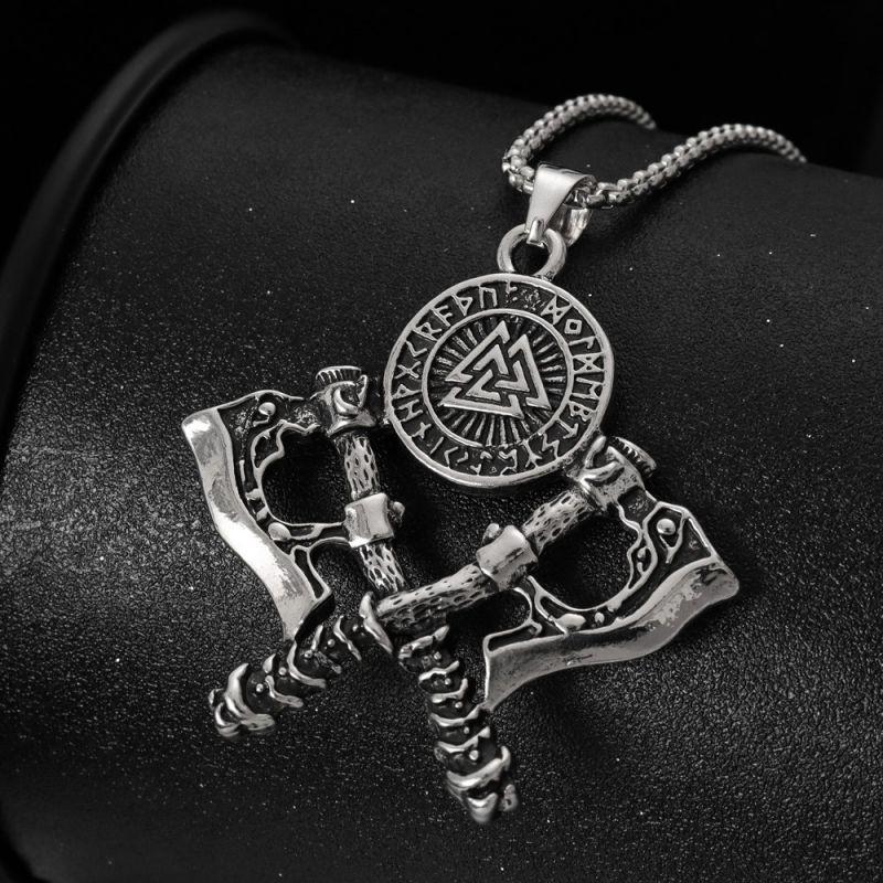 Viking Axe Pendant Necklace Hip hop punk chain free shipping