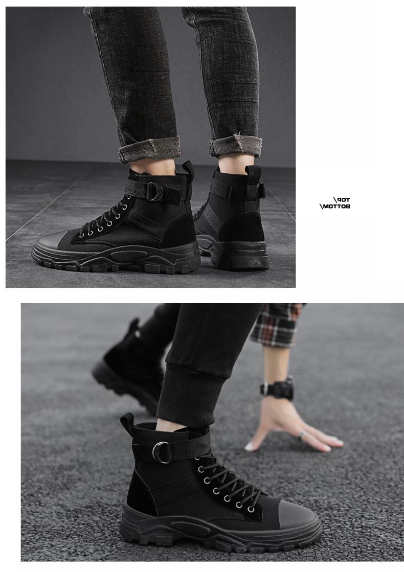 2025 New men's high-top canvas Dr. Martens boots, winter Korean style trendy casual workwear boots, men's trendy shoes
