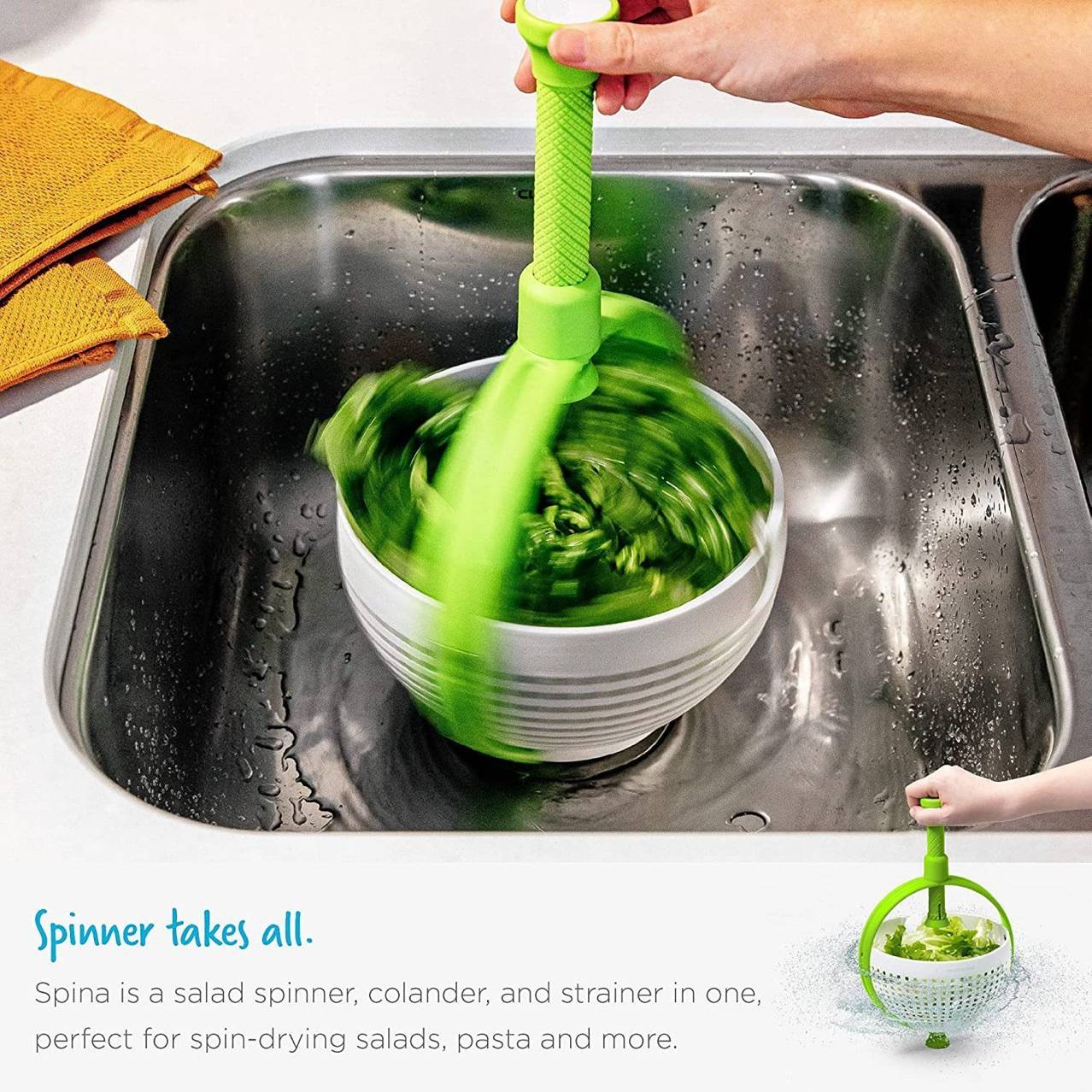 Salad Spinner Fruit Vegetable Dryer Lettuce Greens Washing Basket Drain Crisper Strainer Spinning Colander Kitchen Accessories
