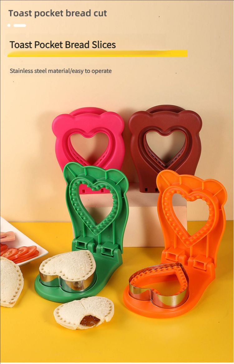 New heart-shaped automatic edge banding toast pocket bread making tool for home DIY sandwich cutting mold