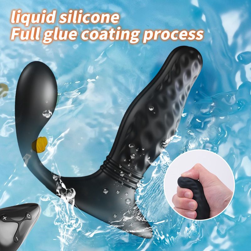 Thrusting Anal Vibrator for Men Prostate Massager, 5-in-1 Vibrating Anal Plug Dildo Shaped Vibrators with Dual Silicone Cock Ring, Adult Anal Sex Toy for Gay Men Couple