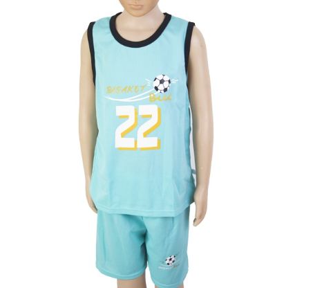 New Style Children's Basketball Clothing Sets Aqua Blue For Kids- Children's Basketball Jersey