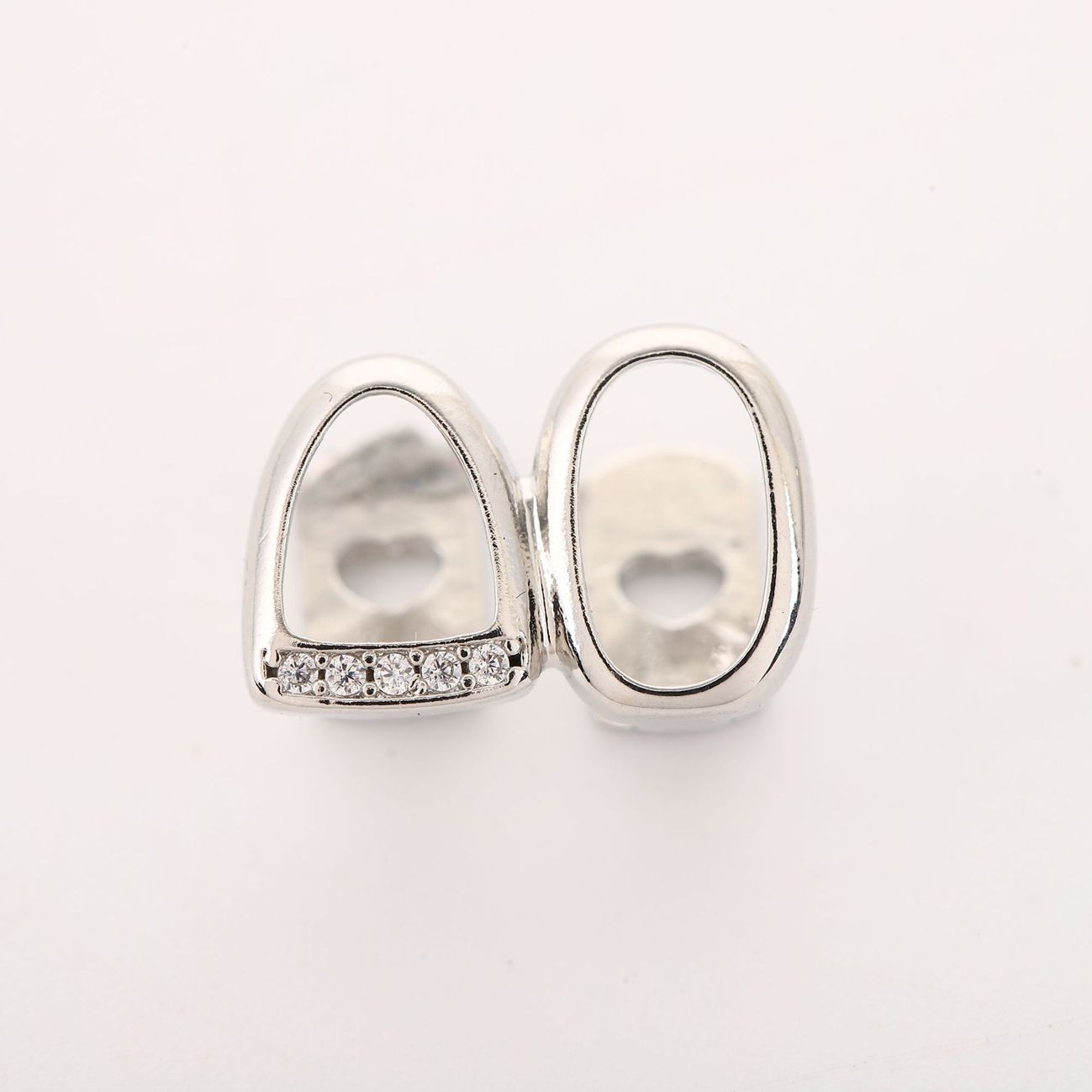 Zircon micro-inlay teeth grillz hip-hop double teeth gold-plated teeth hip-hop teeth grillz tooth grillz Braces gold teeth silver teethsilver