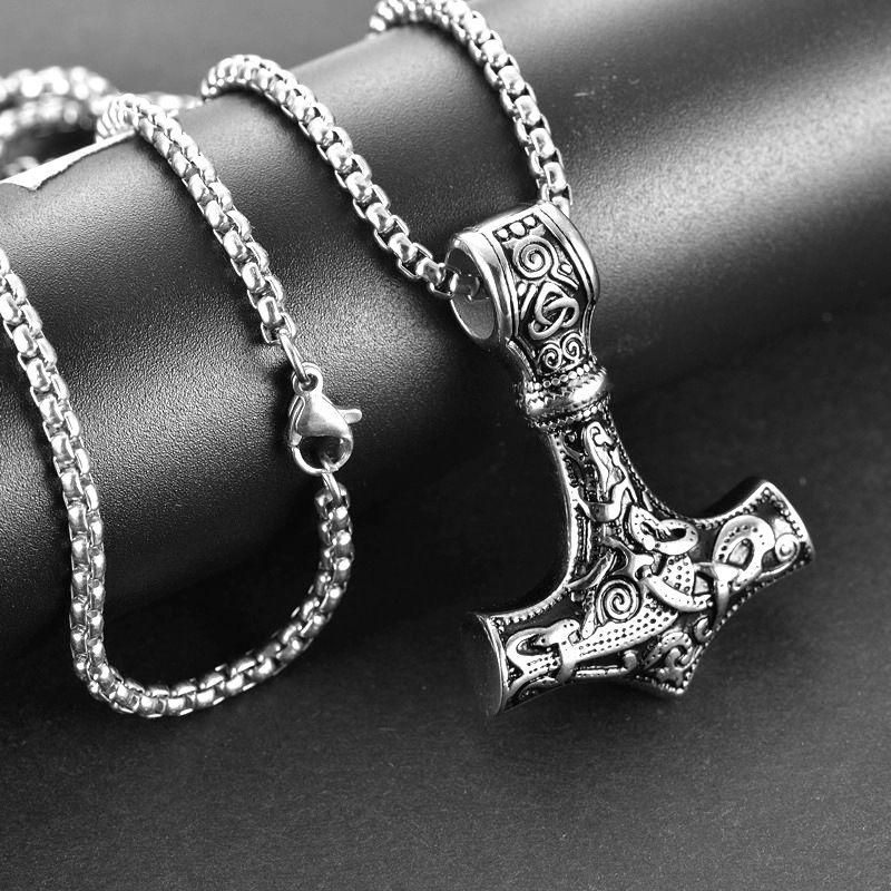 Necklace Personalized and Creative Titanium Steel Thor's Hammer Necklace Stainless Steel Jewelry CRRSHOP free shipping pendant necklace 60cm titanium steel chain