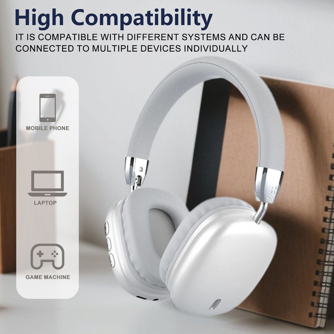 New B36 Wireless Bluetooth Headphones, Metal Color Foldable Headset, Stereo HIFI Over-Ear Music Earphones
