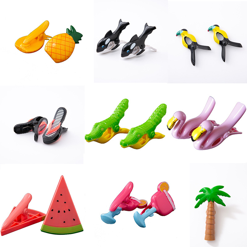 Cute Fruit Beach Towels Clips for Sunbeds Large Size Plastic Sun Lounger Quilt Retaining Clip Clothes Pegs Pins Drying Racks