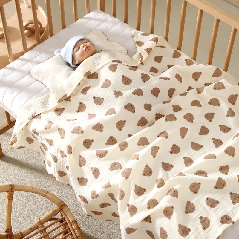 Double‑Layer Muslin Baby Swaddle Blanket, 100×100cm Cotton Crepe Wrapping Cloth, Soft Breathable Newborn Swaddle Wrap, Absorbent Baby Bath Towel, Lightweight Infant Receiving Blanket for Swaddling, Stroller Cover & Baby Nap Cover