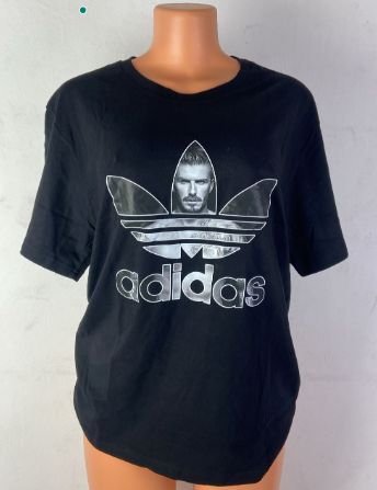 100% cotton unisex customized Adidas playboy David Beckham graphics front printed Plastisol Heat Iron logo Short sleeve casual t-shirtBLACK