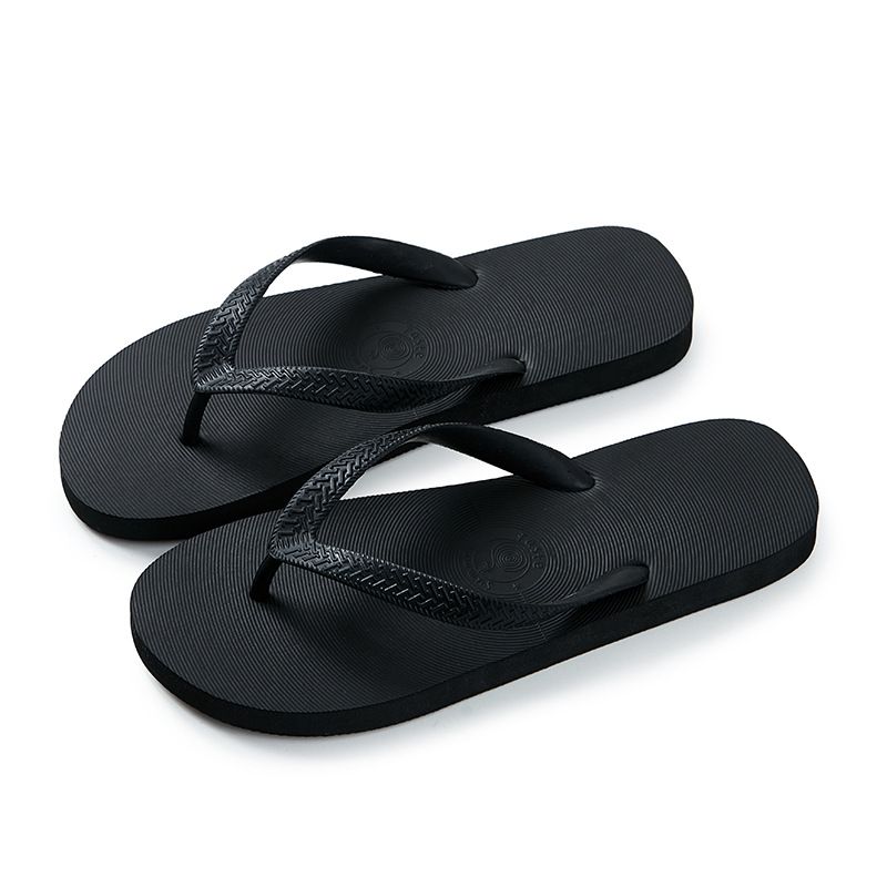 Flip-flops slippers Thailand summer beach outdoor leisure non-slip couple rubber wear-resistant flip-flops sandals Black