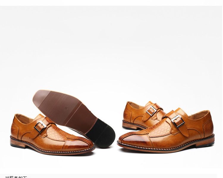 Spring new business casual men's shoes: British pointed-toe leather shoes, men's belt-buckle trendy shoes, men's cross-border shoes
