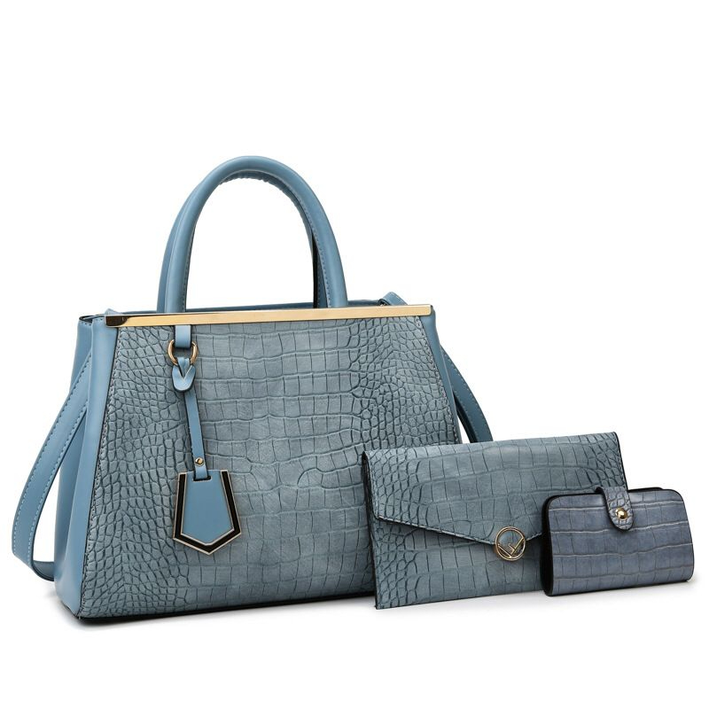 CLella Women's Bag Stone Pattern Splicing Handbag Three-piece Set Mother Bag European and American Shoulder Bag