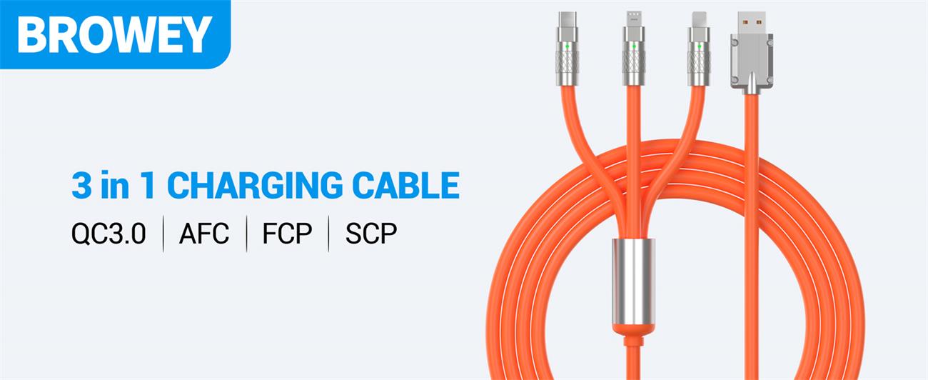 Multi Charging Cable, 3 in 1 Charger Cord, 120W USB-C Fast Charge, 4ft Multiple USB Cable Universal Charging Cord with iOS/Type-C/Micro USB, for Phones, iPad, MacBook