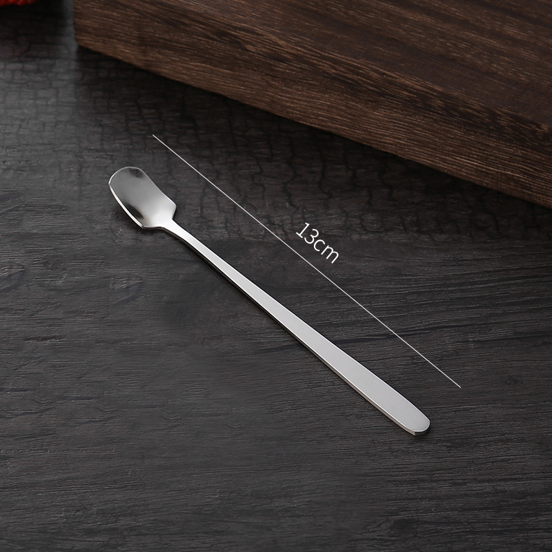 Retro Bar Coffee Spoon Round Head Spoons Gold Stainless Steel Spoon Long Handle Square Head Spoon Home Kitchen
