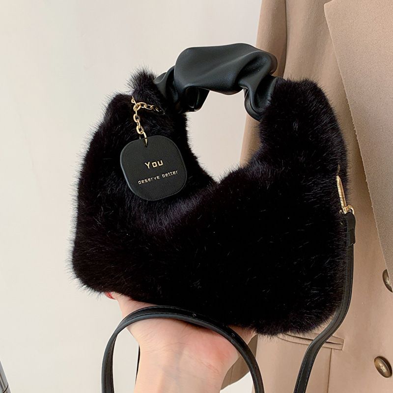 0536898 Popular plush bag Women's new designer casual simple crossbody bag Retro handbag ladies