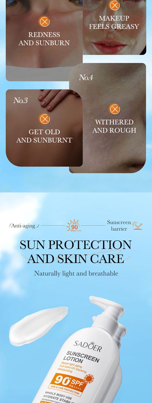 SADOER Refreshing Anti-Aging UV Protection Body Sunscreen Lotion