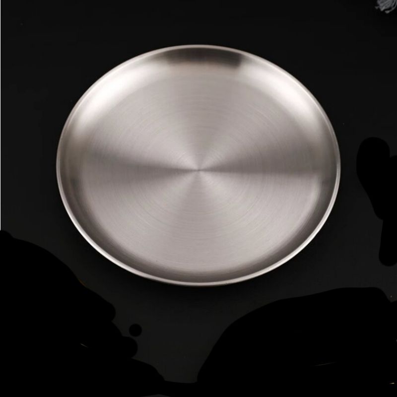 Stainless steel plate, barbecue plate, Western cuisine plate, ornament tray CRRSHOP free shipping Thickened stainless steel disc
