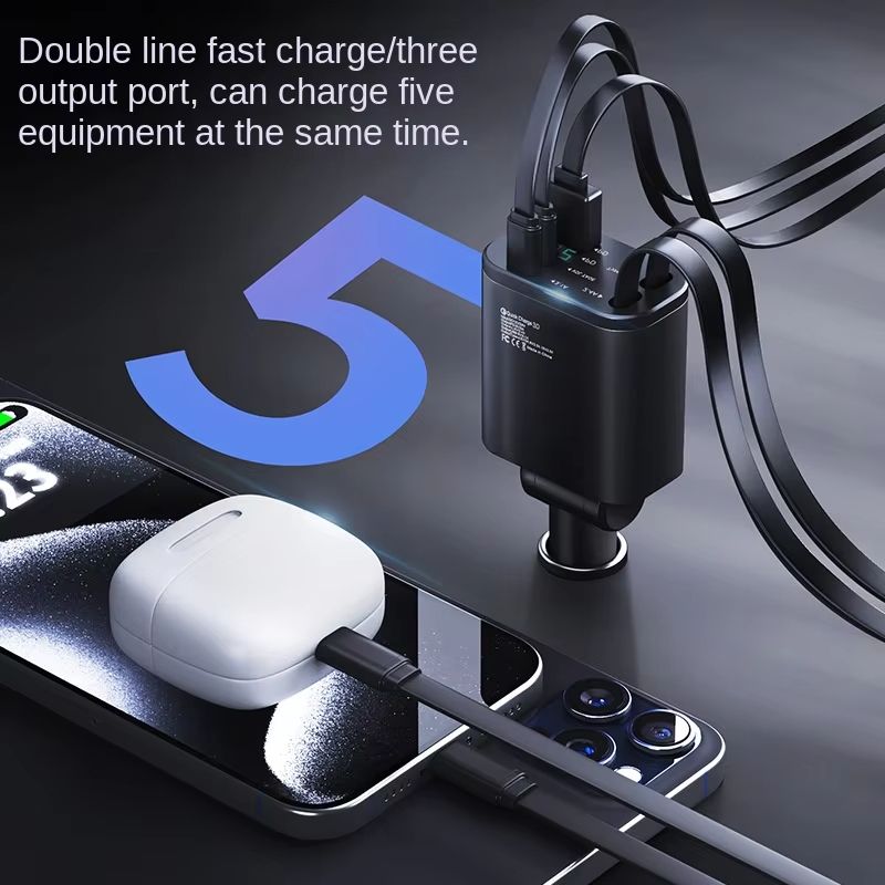 Retractable Car Charger, 69W USB C Car Accessories Adapter for iPhone 16 USB C Charger Fast Charging, Fathers Day for Gifts, Travel Essentials Gifts for Women Men, for iPhone 16 15 14 13 12