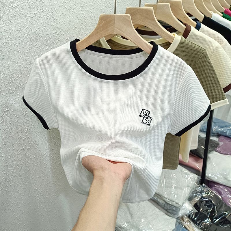 YF7797 Women's Print Crop Top Summer Short Sleeve Graphic T-Shirts